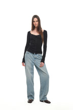 SCOOP NECK LACE TRIMMING CARDIGAN (BLACK)