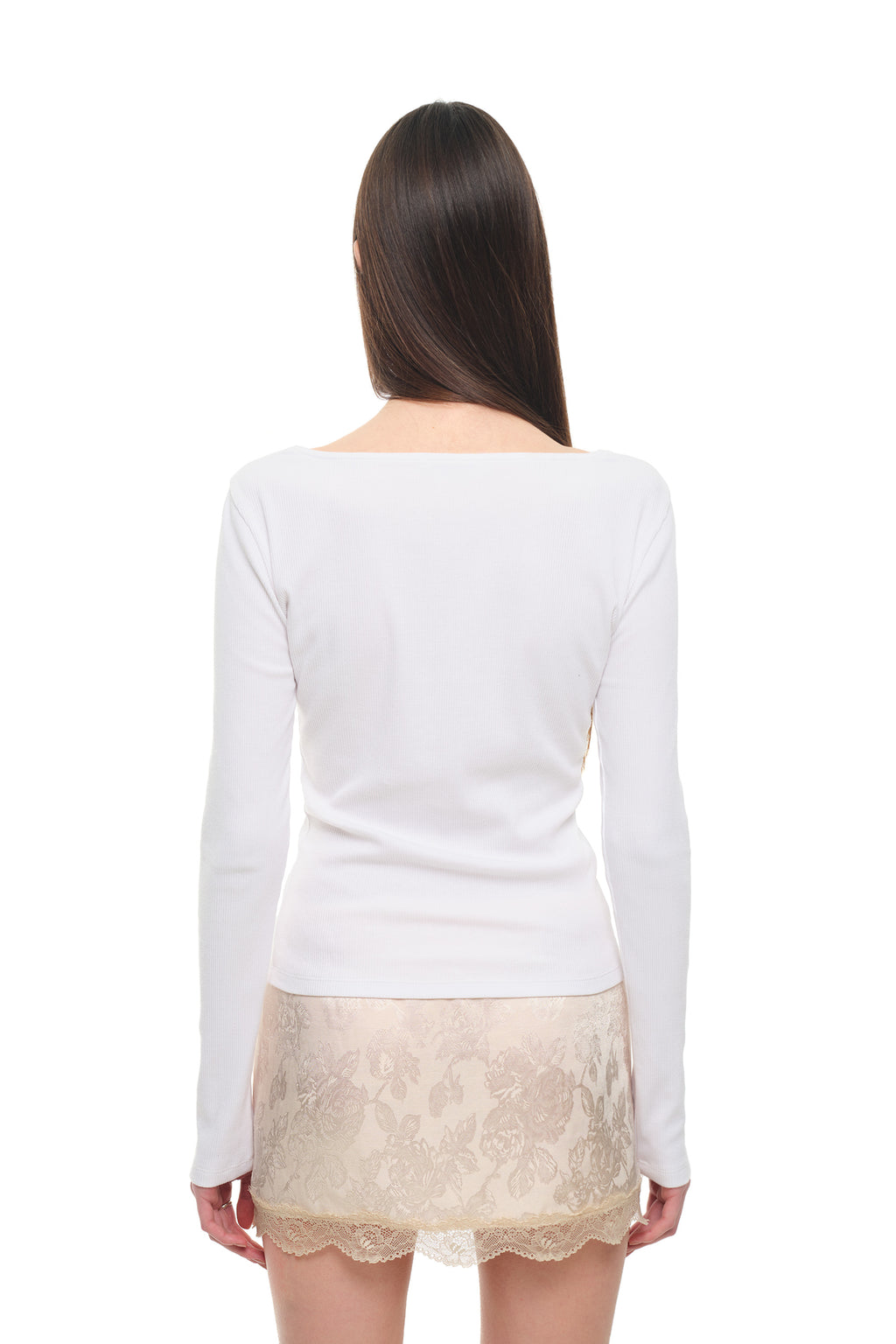SCOOP NECK LACE TRIMMING CARDIGAN (WHITE)