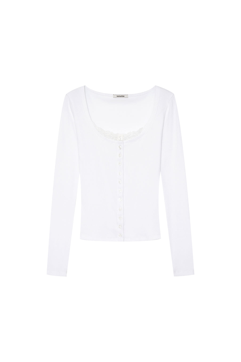 SCOOP NECK LACE TRIMMING CARDIGAN (WHITE)