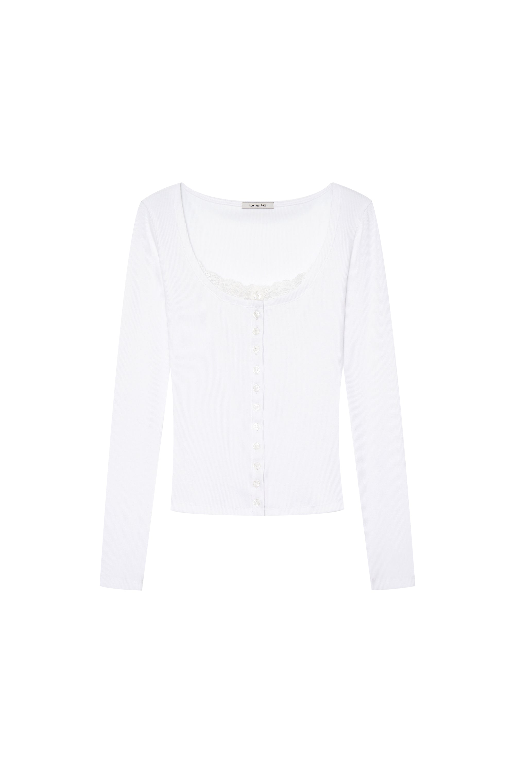SCOOP NECK LACE TRIMMING CARDIGAN (WHITE)