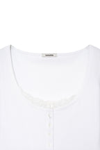 SCOOP NECK LACE TRIMMING CARDIGAN (WHITE)