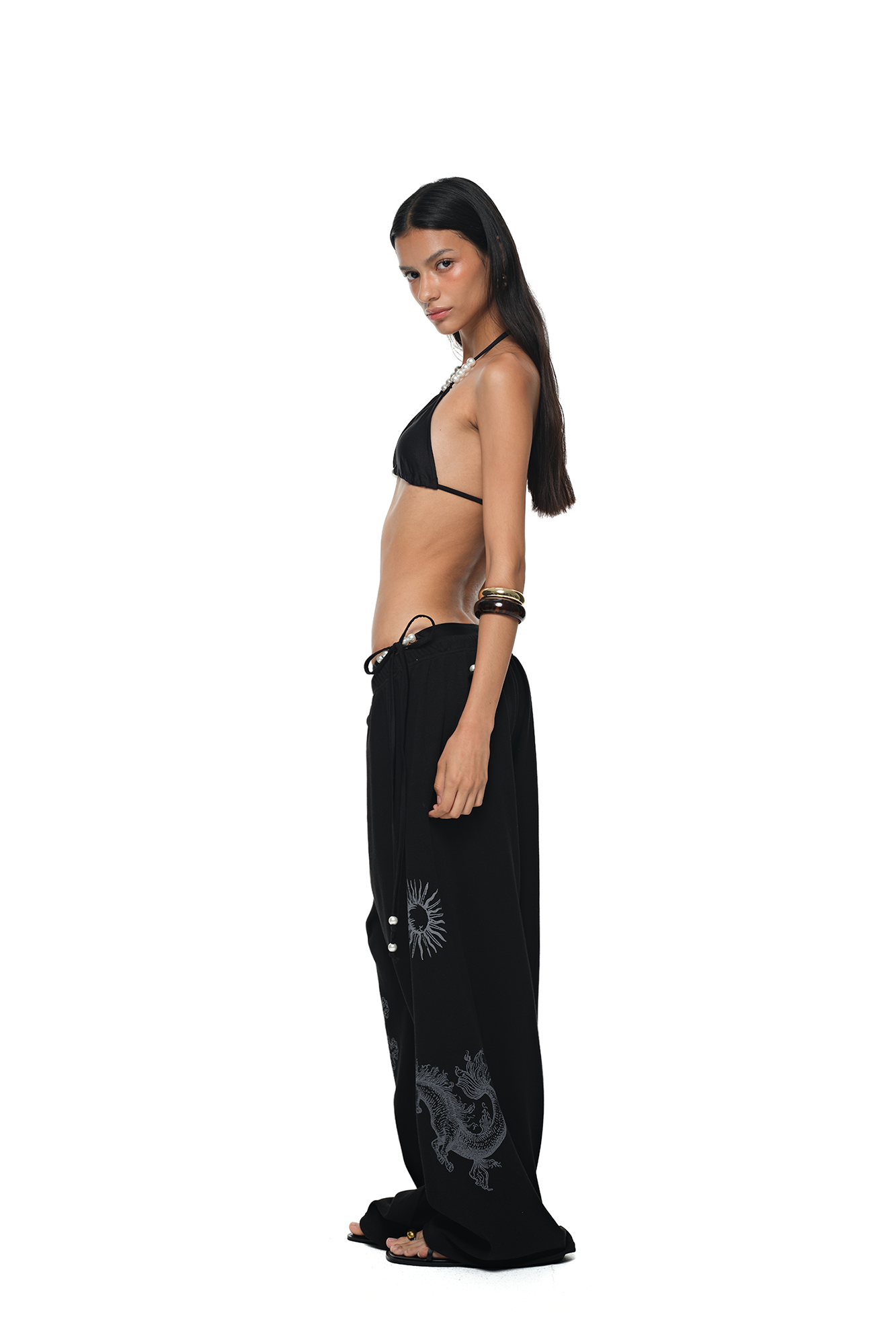 TAROT 02 WAFFLE PANTS (BLACK)