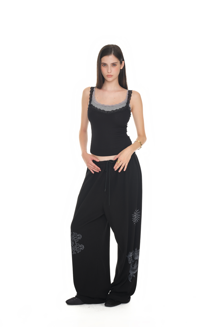 TAROT 02 WAFFLE PANTS (BLACK)