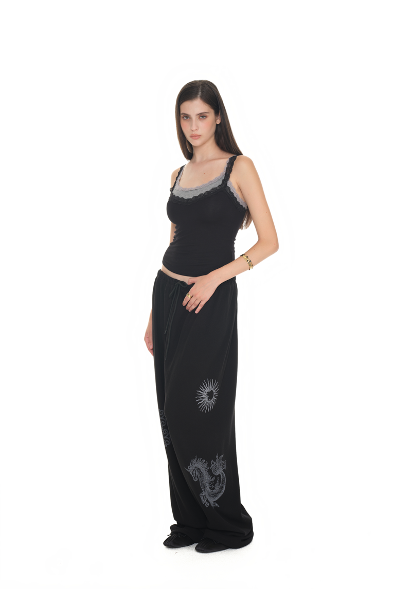 TAROT 02 WAFFLE PANTS (BLACK)