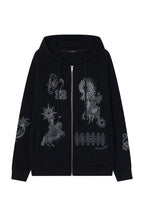 TAROT 02 WAFFLE ZIP-UP HOODIE (BLACK)