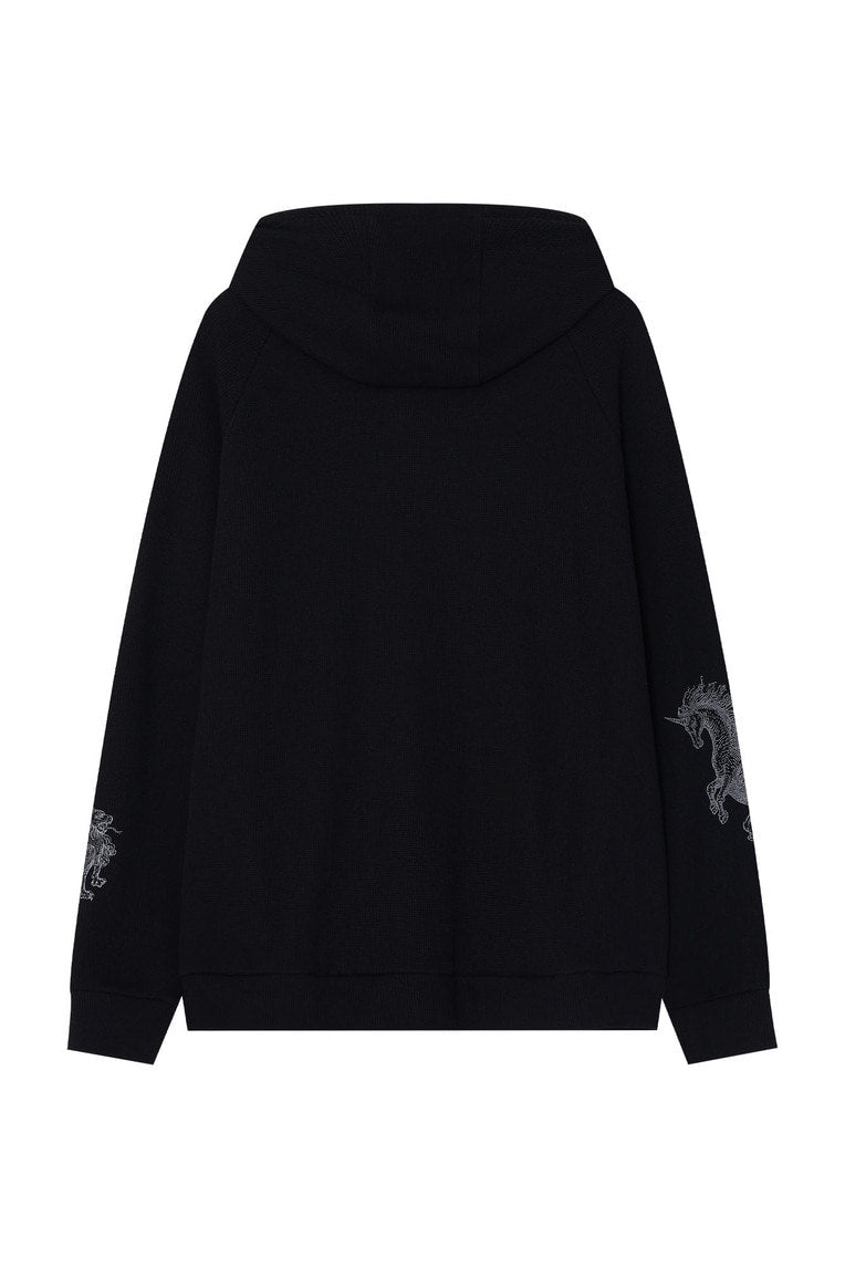TAROT 02 WAFFLE ZIP-UP HOODIE (BLACK)