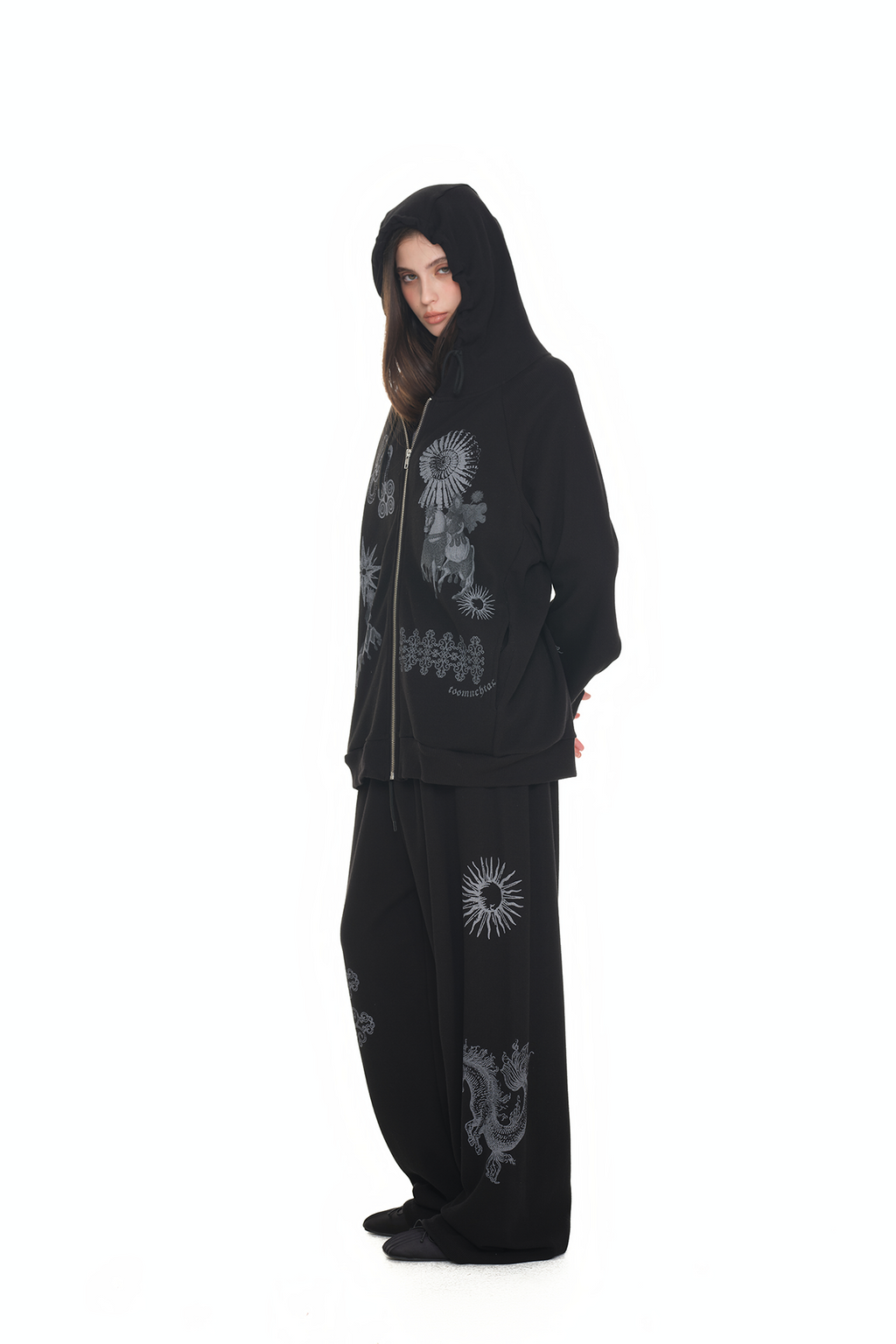 TAROT 02 WAFFLE ZIP-UP HOODIE (BLACK)