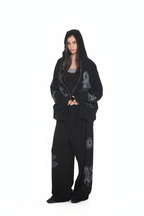 TAROT 02 WAFFLE ZIP-UP HOODIE (BLACK)