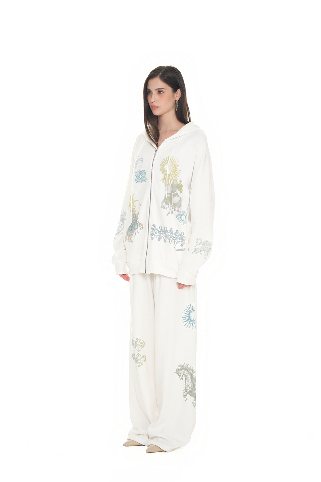TAROT 02 WAFFLE ZIP-UP HOODIE (WHITE)