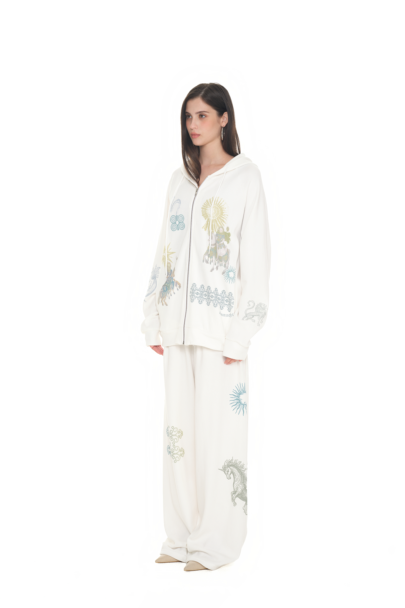 TAROT 02 WAFFLE ZIP-UP HOODIE (WHITE)