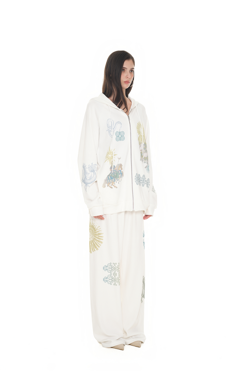 TAROT 02 WAFFLE ZIP-UP HOODIE (WHITE)