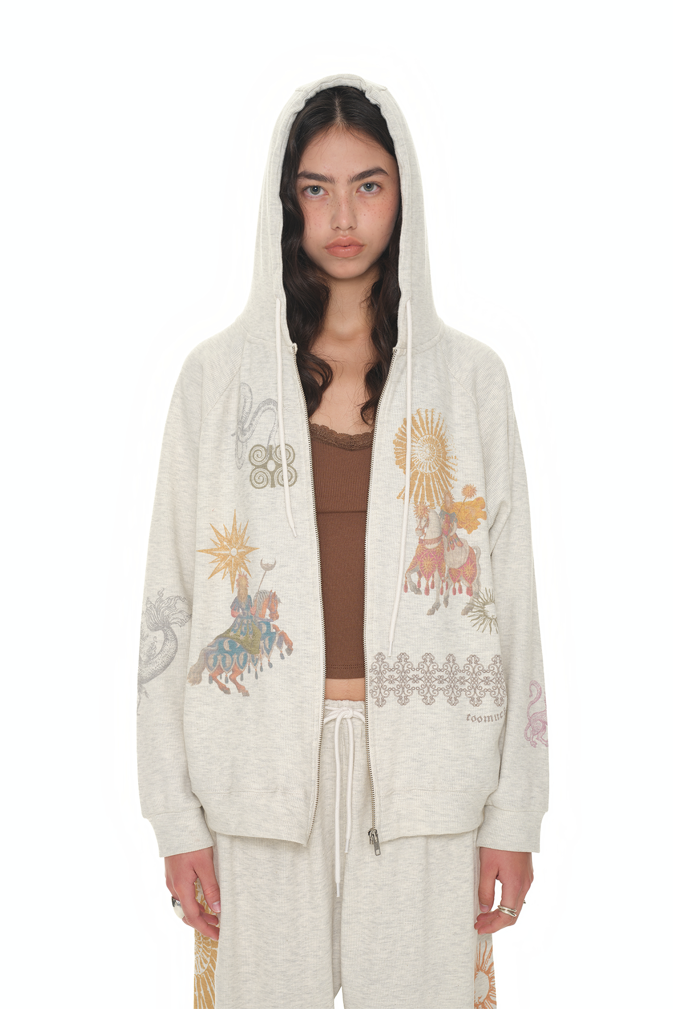 TAROT WAFFLE ZIP-UP HOODIE (IVORY)