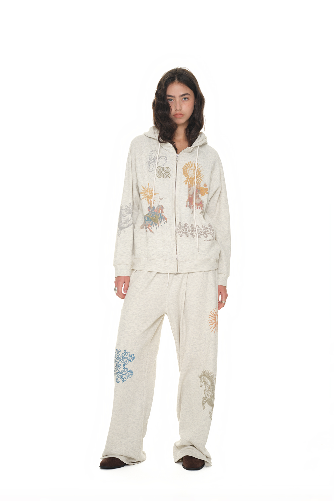 TAROT WAFFLE ZIP-UP HOODIE (IVORY)