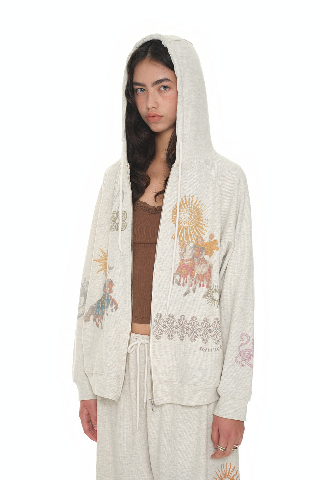 TAROT WAFFLE ZIP-UP HOODIE (IVORY)