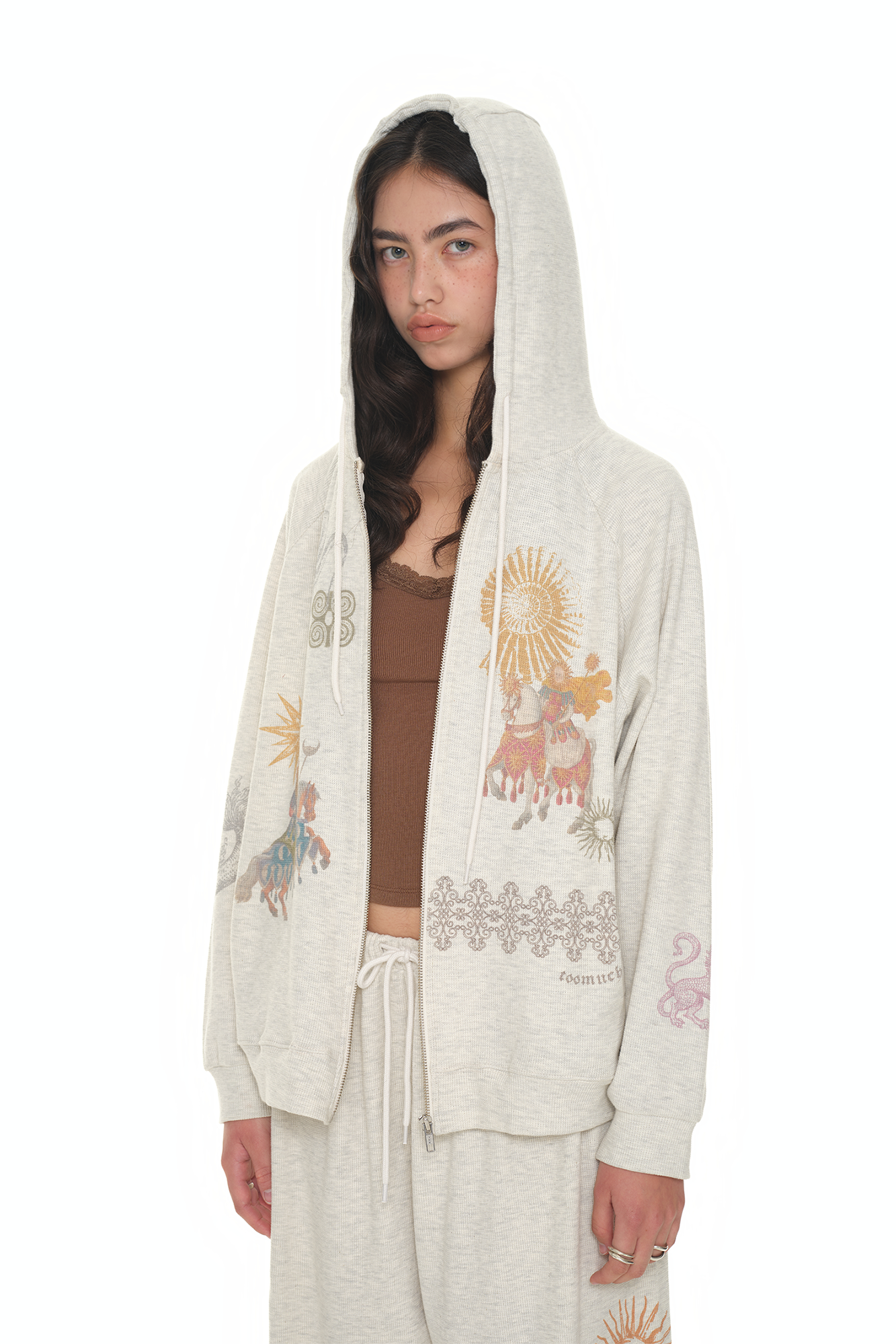 TAROT WAFFLE ZIP-UP HOODIE (IVORY)