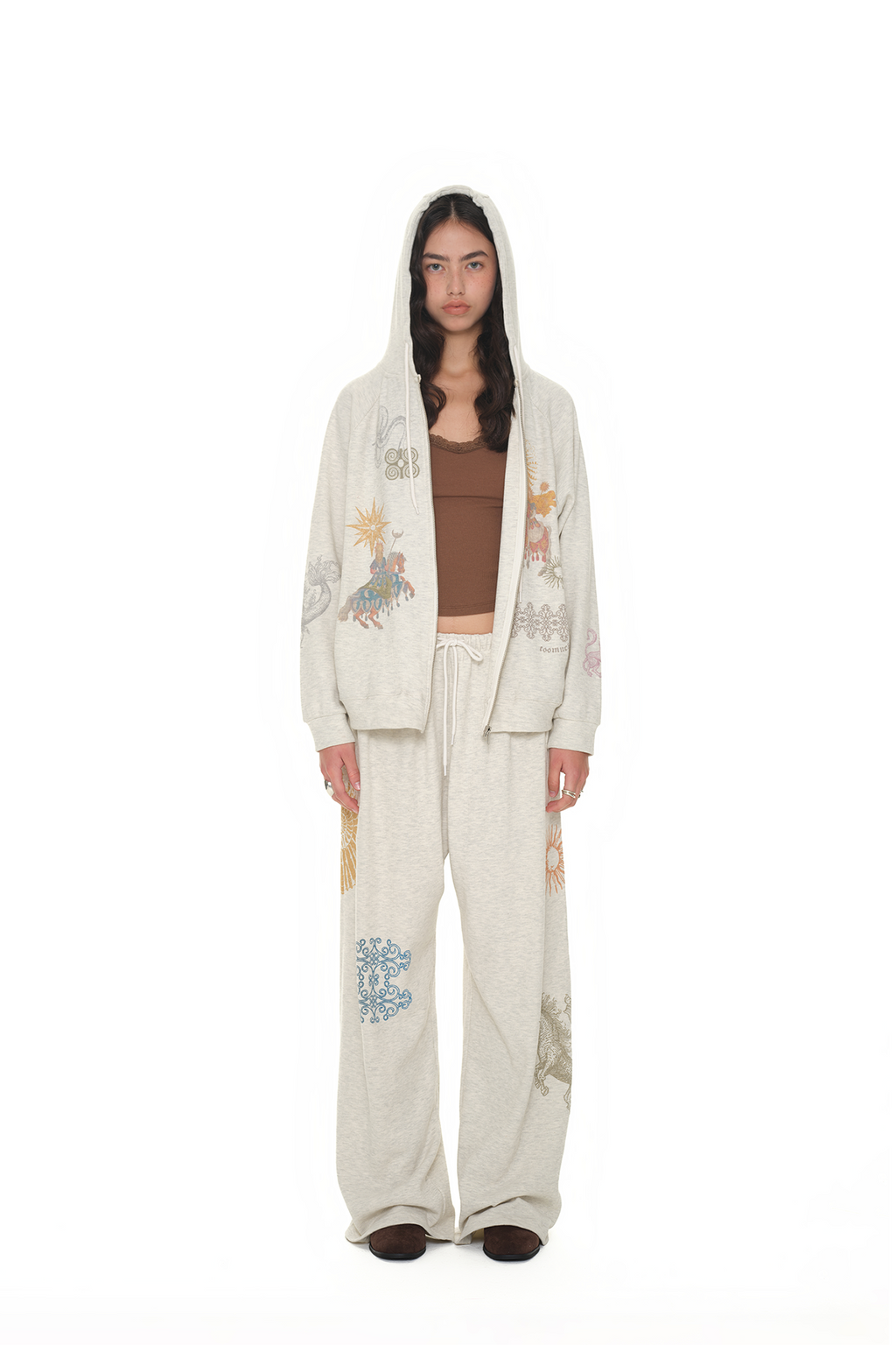 TAROT WAFFLE ZIP-UP HOODIE (IVORY)