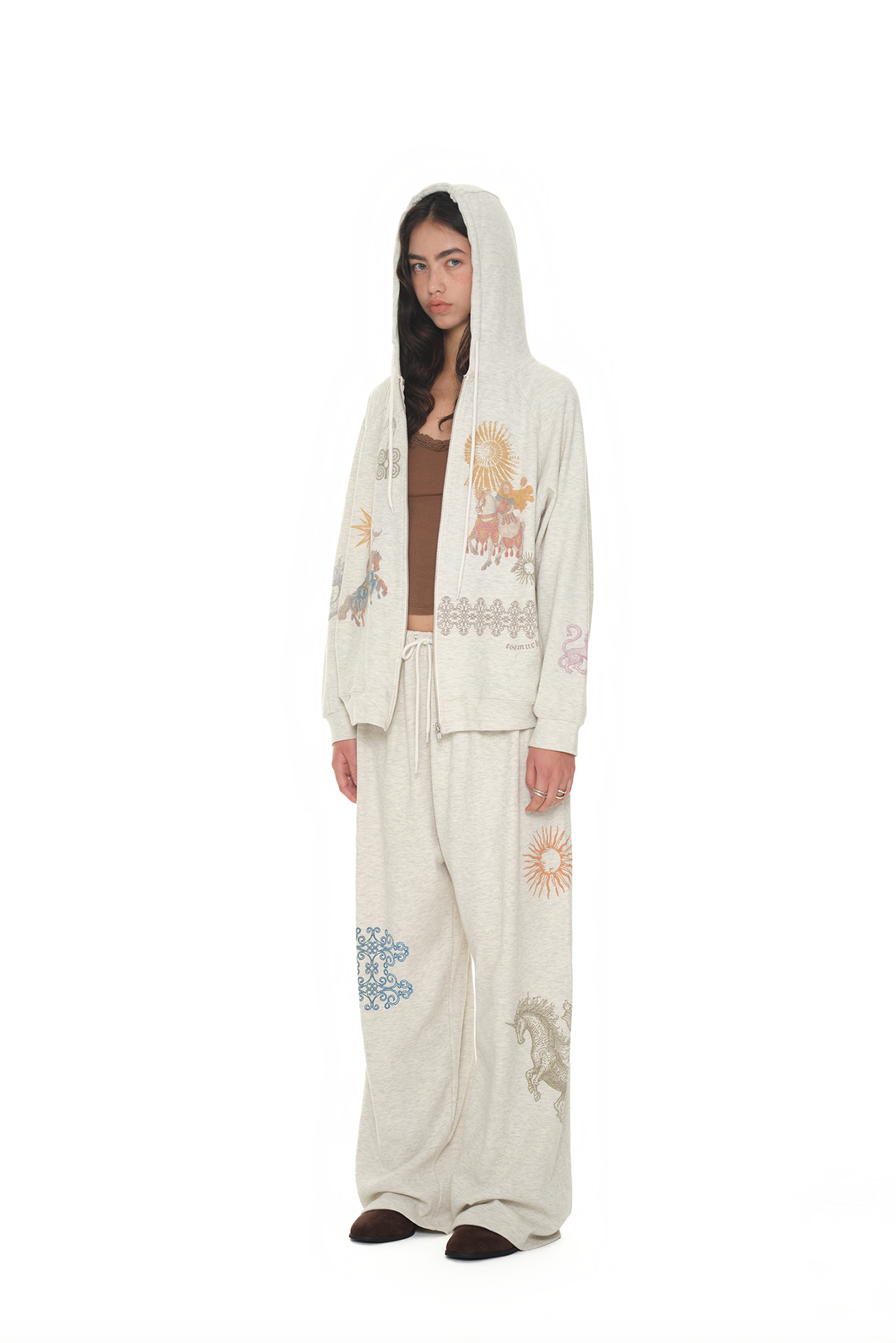 TAROT WAFFLE ZIP-UP HOODIE (IVORY)