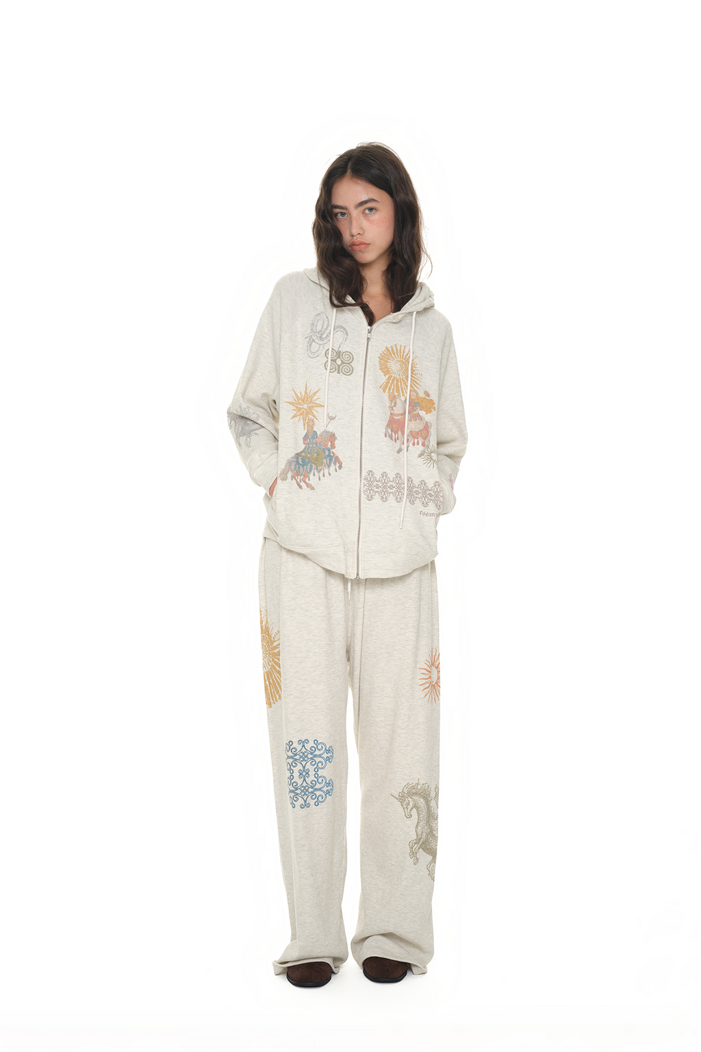TAROT WAFFLE ZIP-UP HOODIE (IVORY)