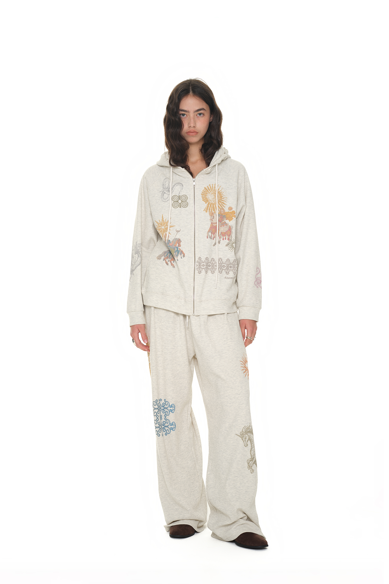 TAROT WAFFLE ZIP-UP HOODIE (IVORY)