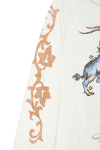 TWIN ZODIAC CROP WAFFLE ZIP-UP HOODIE (WHITE)