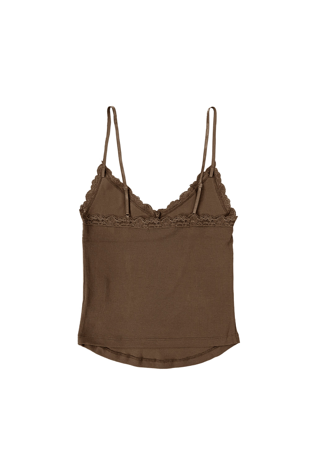 V-NECK LACE CAMI TOP (BROWN)
