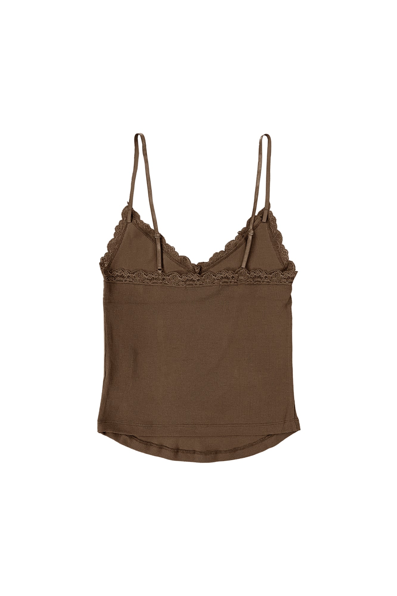 V-NECK LACE CAMI TOP (BROWN)