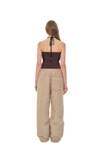 VELOUR HALTER TANK TOP (DARK BROWN)