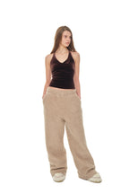 VELOUR HALTER TANK TOP (DARK BROWN)
