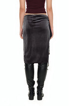 VELOUR MIDI SKIRT (CHARCOAL)
