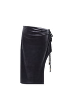 VELOUR MIDI SKIRT (CHARCOAL)