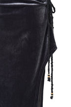 VELOUR MIDI SKIRT (CHARCOAL)