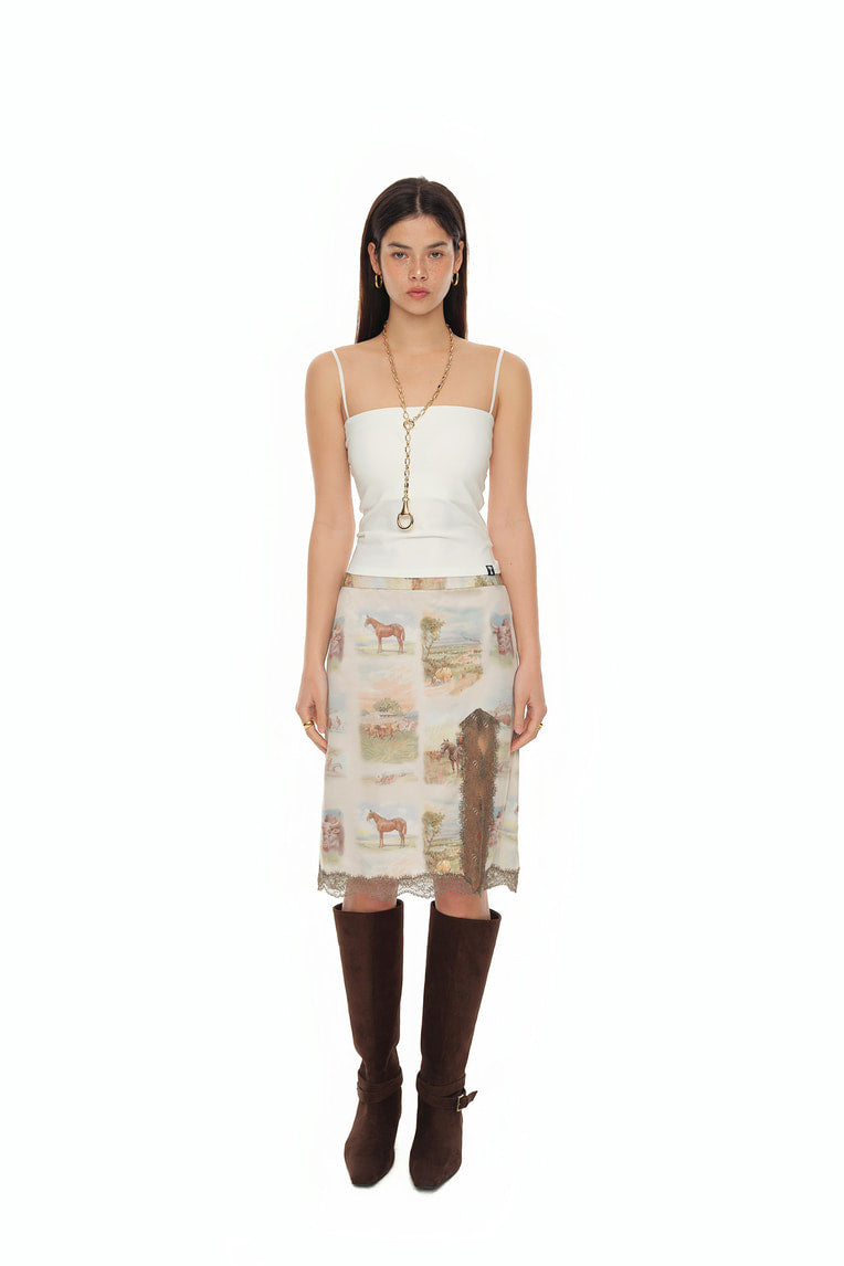VINTAGE RANCH LACE MIDI SKIRT