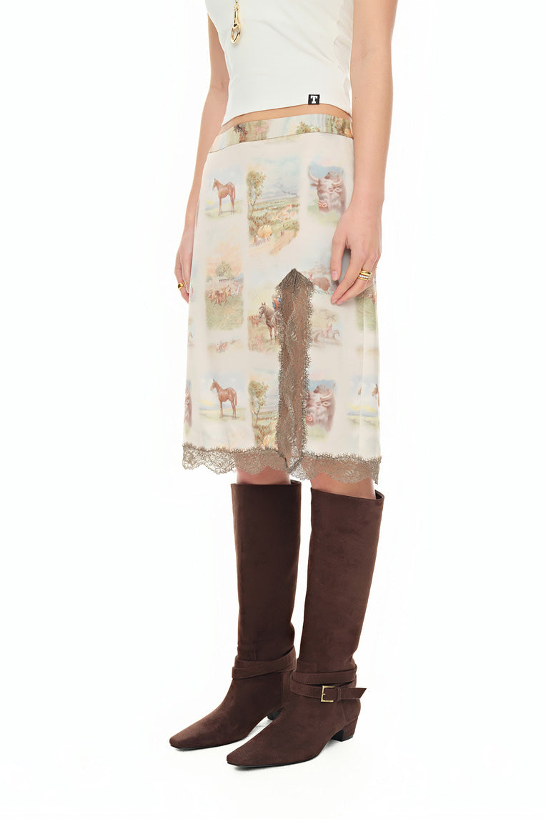 VINTAGE RANCH LACE MIDI SKIRT
