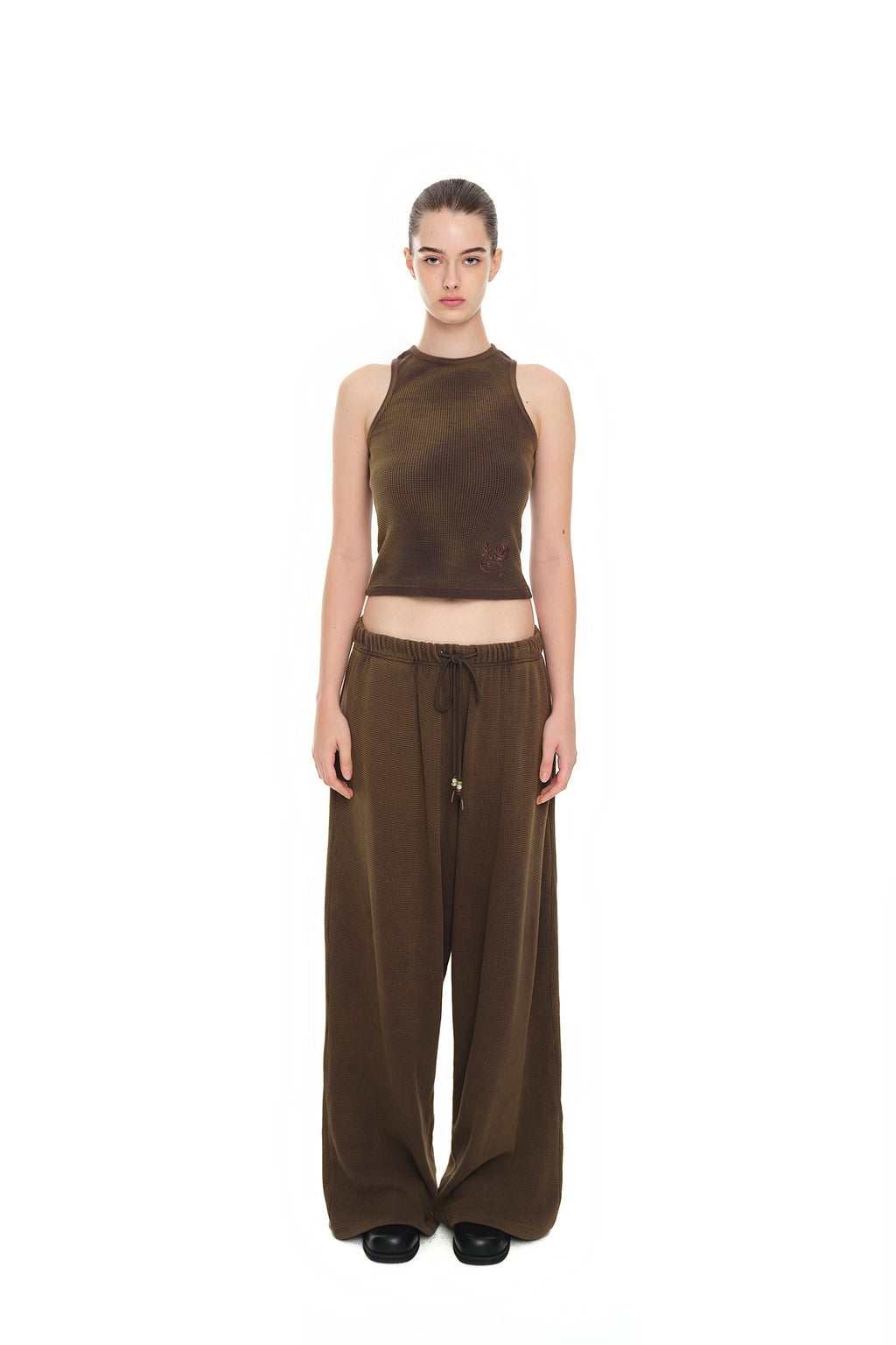 WAFFLE TANK TOP (WASHED BROWN)