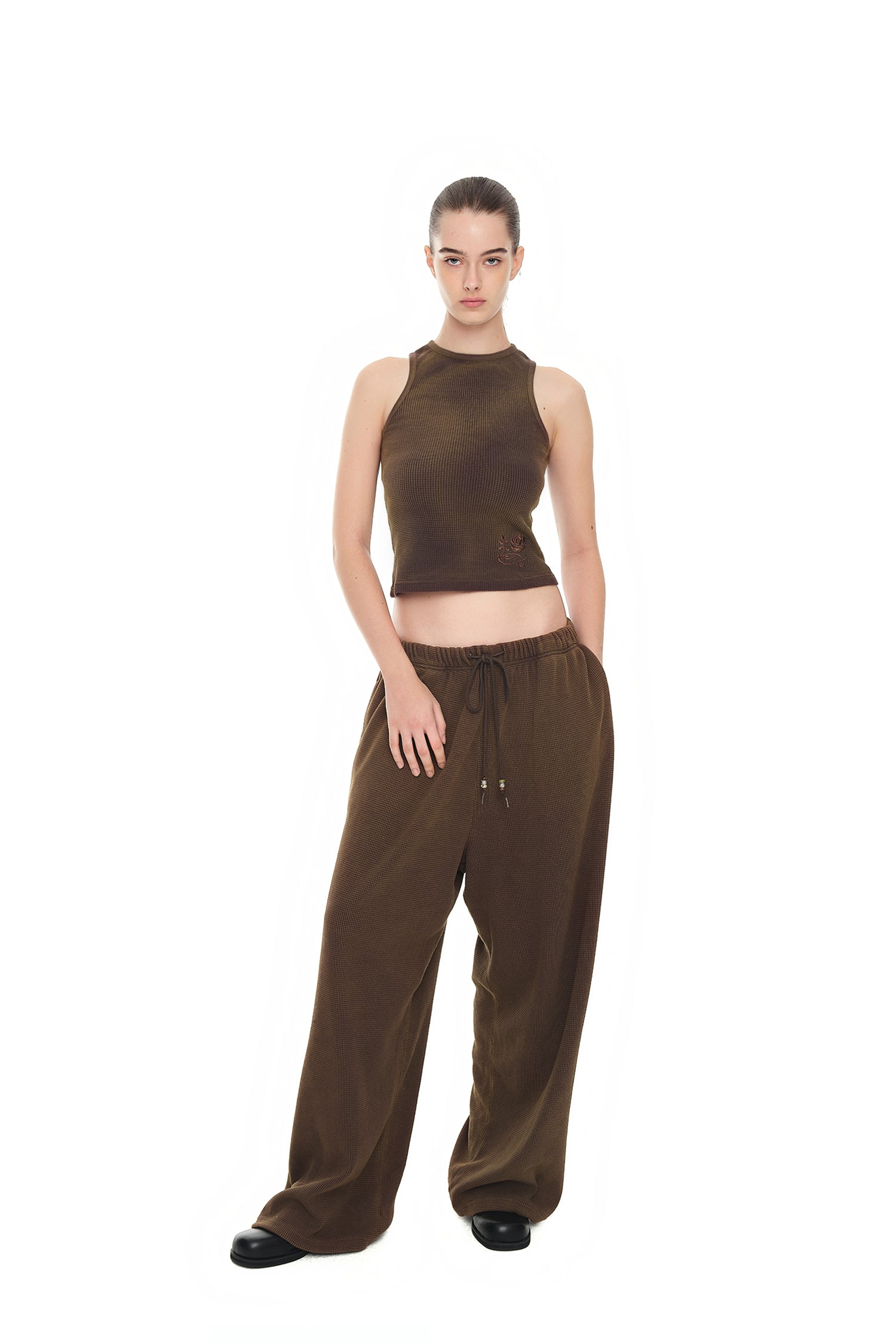WAFFLE TANK TOP (WASHED BROWN)