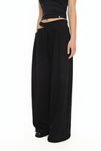 WAIST CUT-OUT PANTS (BLACK)