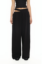 WAIST CUT-OUT PANTS (BLACK)