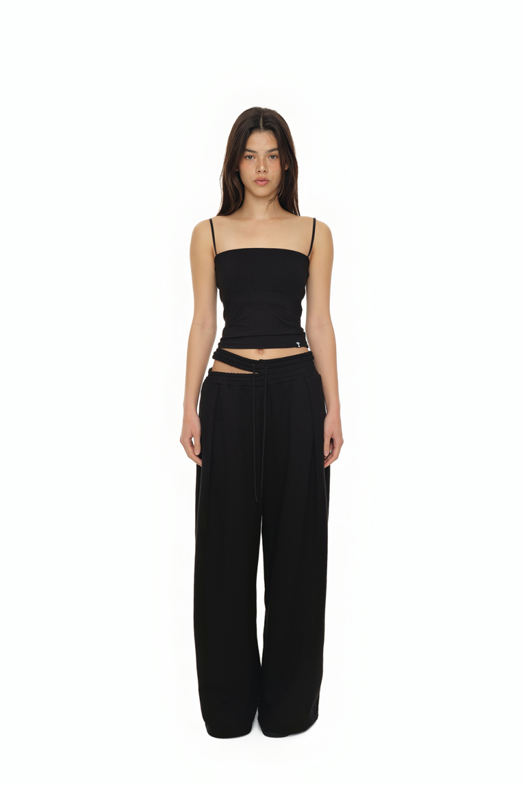 WAIST CUT-OUT PANTS (BLACK)