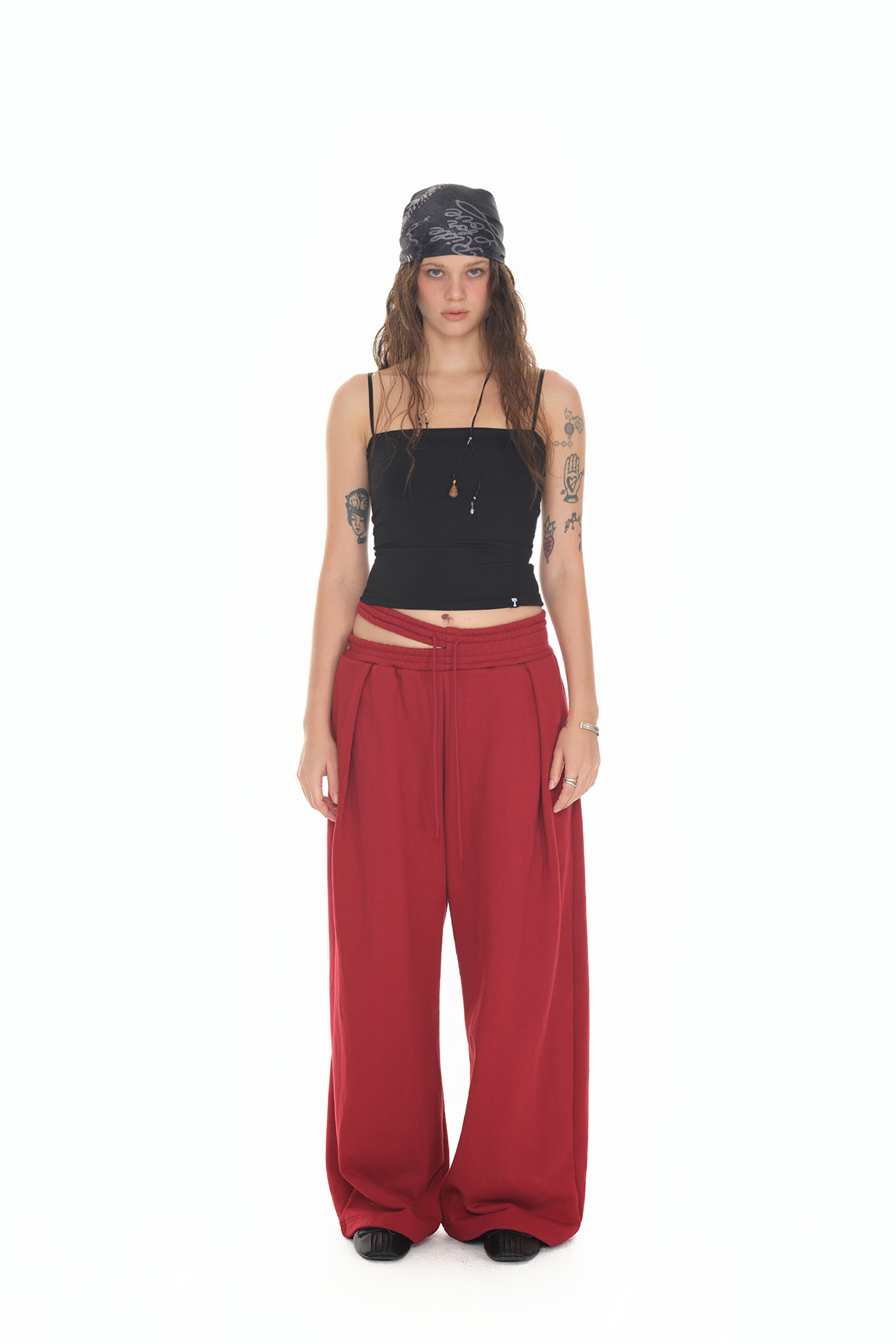 WAIST CUT-OUT PANTS (RED)