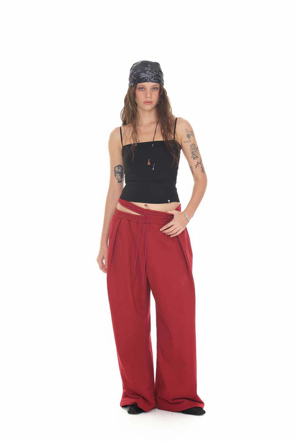 WAIST CUT-OUT PANTS (RED)