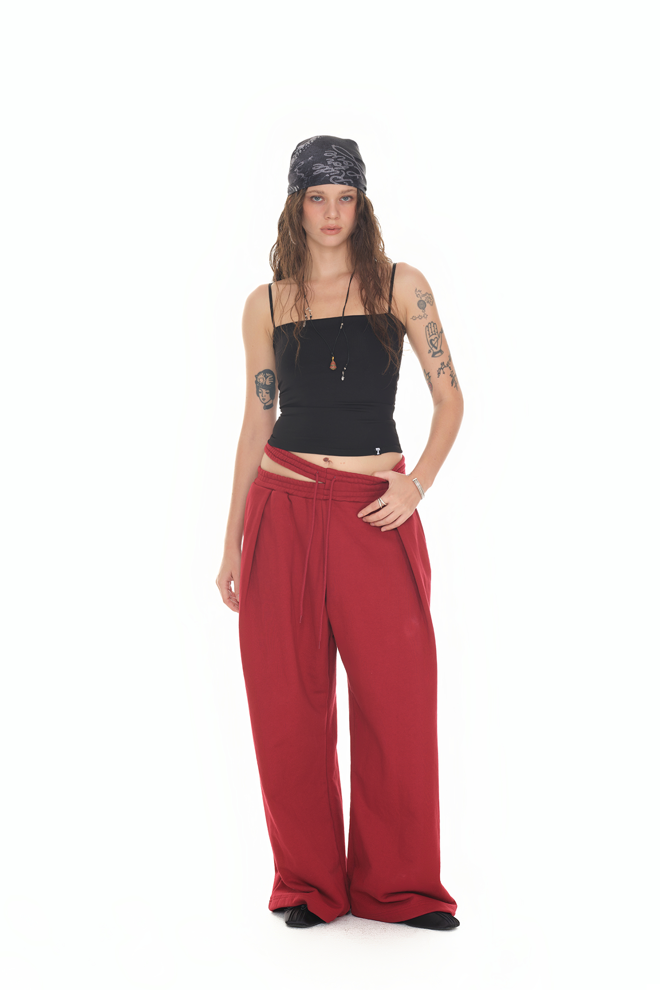 WAIST CUT-OUT PANTS (RED)
