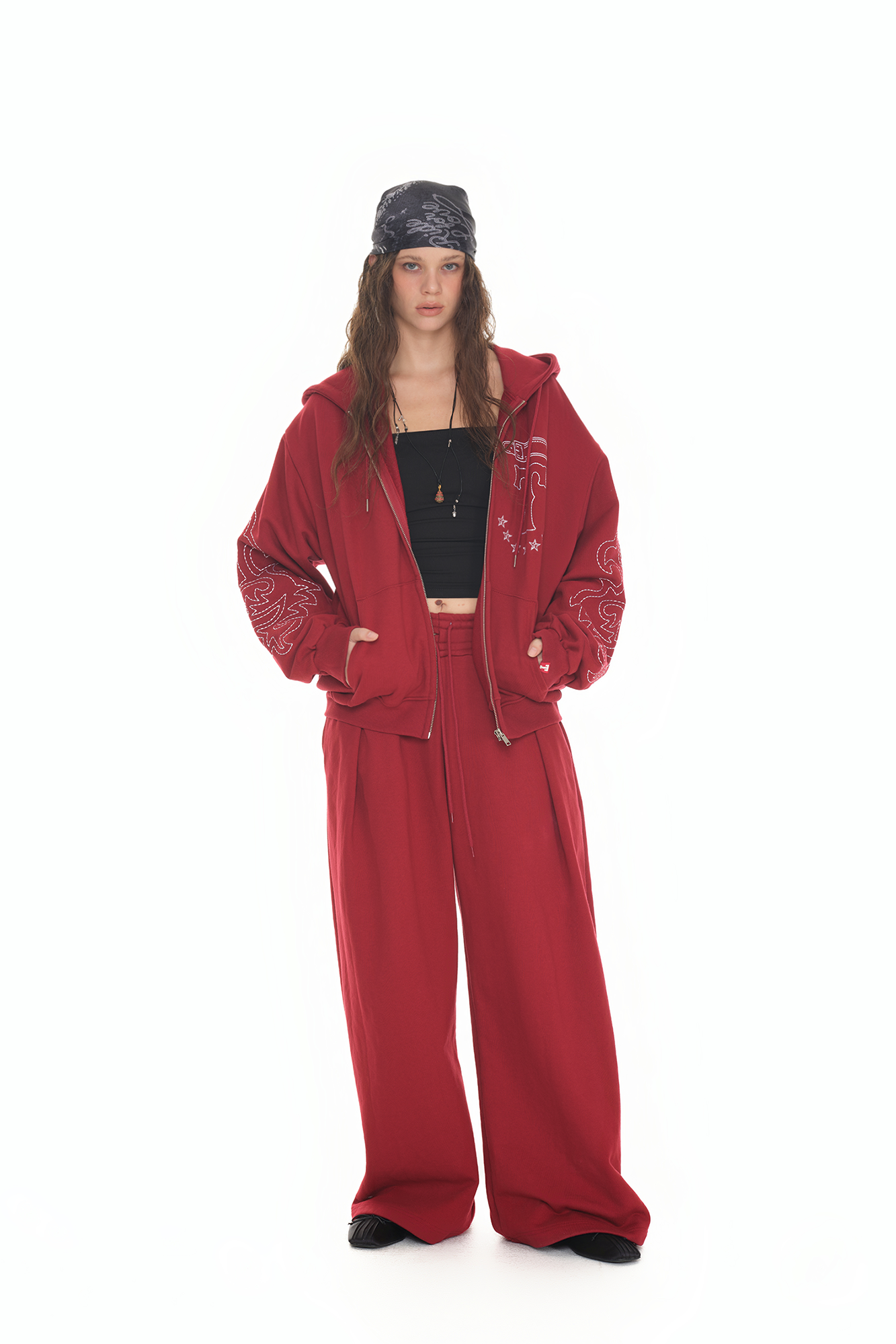 WAIST CUT-OUT PANTS (RED)