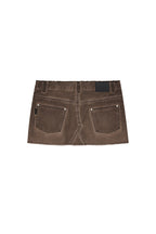 WASHED CUT-OFF MINI SKIRT (BROWN)