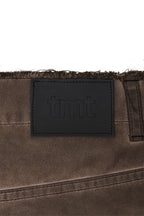 WASHED CUT-OFF MINI SKIRT (BROWN)