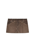WASHED CUT-OFF MINI SKIRT (BROWN)