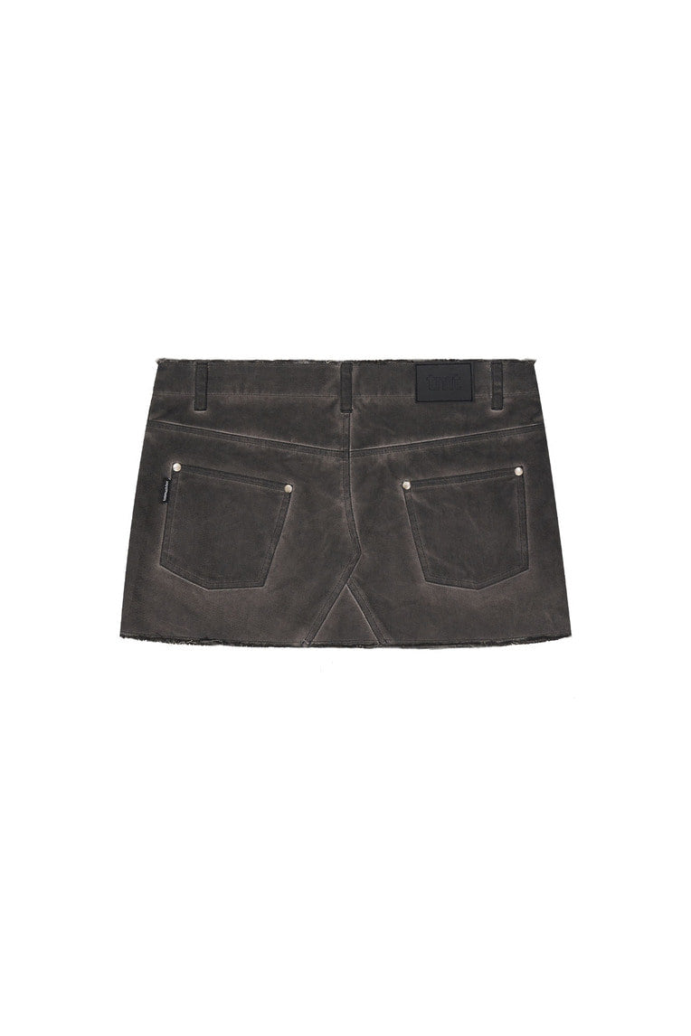 WASHED CUT-OFF MINI SKIRT (CHARCOAL)