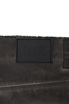 WASHED CUT-OFF MINI SKIRT (CHARCOAL)