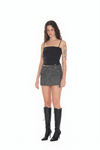 WASHED CUT-OFF MINI SKIRT (CHARCOAL)