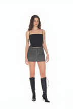 WASHED CUT-OFF MINI SKIRT (CHARCOAL)