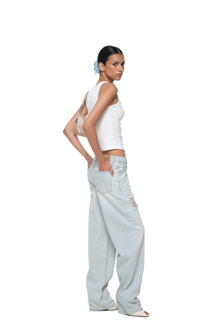 WATER DROP CRYSTAL SLEEVELESS TOP (WHITE)